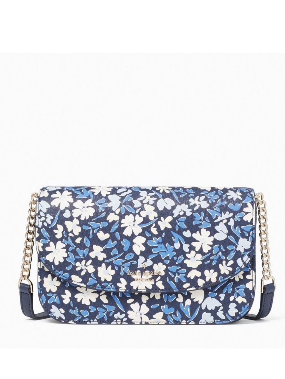 Kate Spade Kristi Shoreside Floral Print Flap Crossbody Blue Multicolor